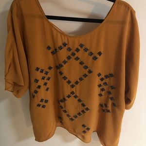 P.J.K chiffon mustard blouse with beading detail